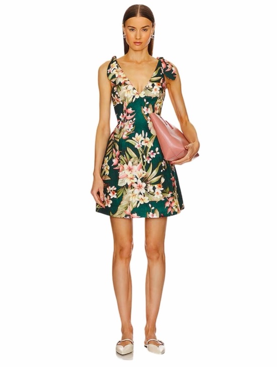 Zimmermann Dresses & Skirts - Zimmermann Lexi Tie Mini Dress Size 2 US M/8
Green Palm Linen Wedding Guest